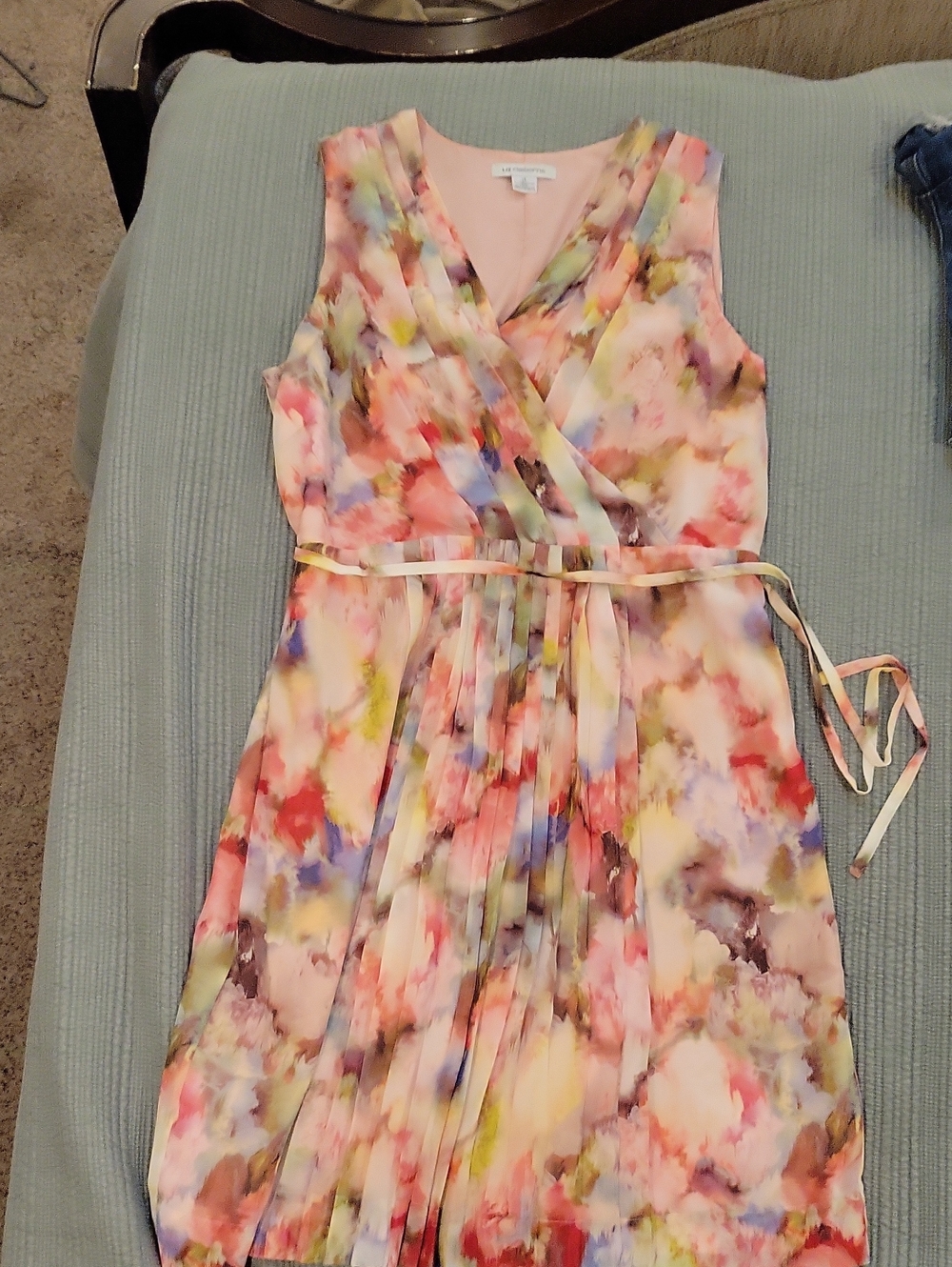 Liz Claiborne Pink Multi Watercolor Wrap Dress